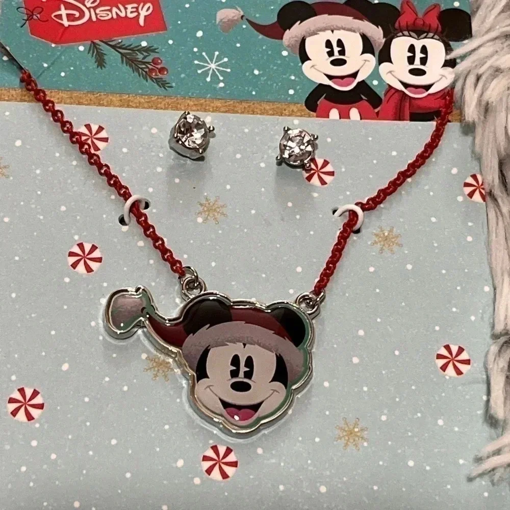 𝅺mickey Santa Christmas Necklace and Earrings set - Picture 2 of 4